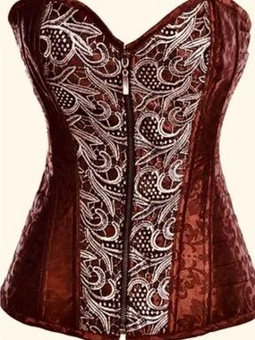 Gorgeous Brown Lace Corset Top - Sz XL